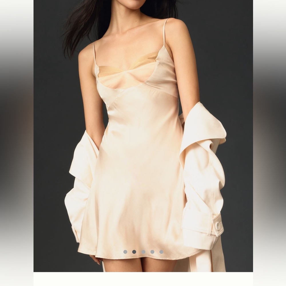 Final Sale 👀 No More Low Offers By Anthropologie Colorblock Satin Slip Dress - Picture 3 of 13